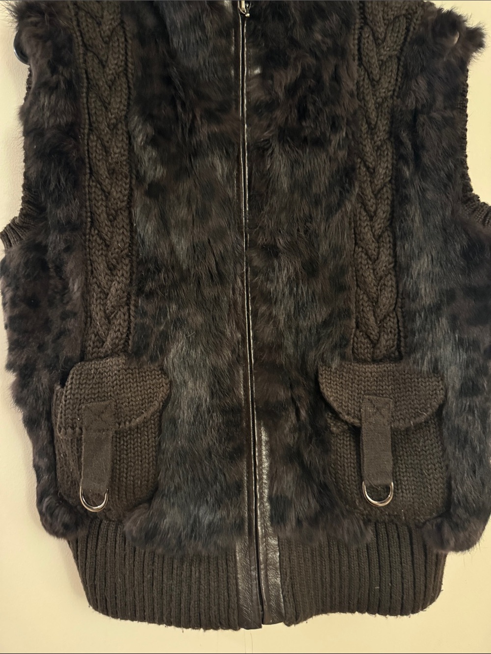 Vintage Authentic rabbit fur and wool vest - Picture 4 of 7